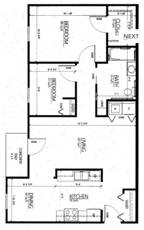 2BR/1BA - 1 Bed, 1 Bath Loft - 956 sq ft
