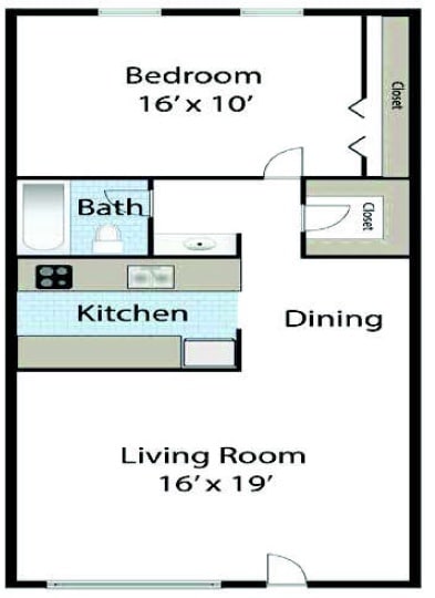 Floor Plan - 1bd/1ba