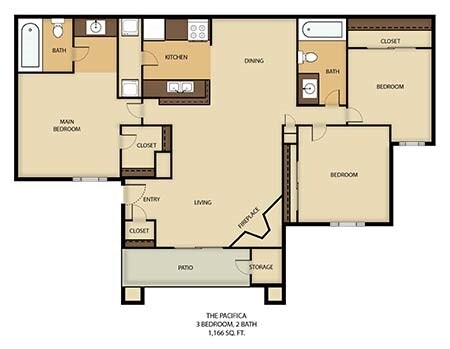 3BR/2BA - Pacifica (Lower unit)