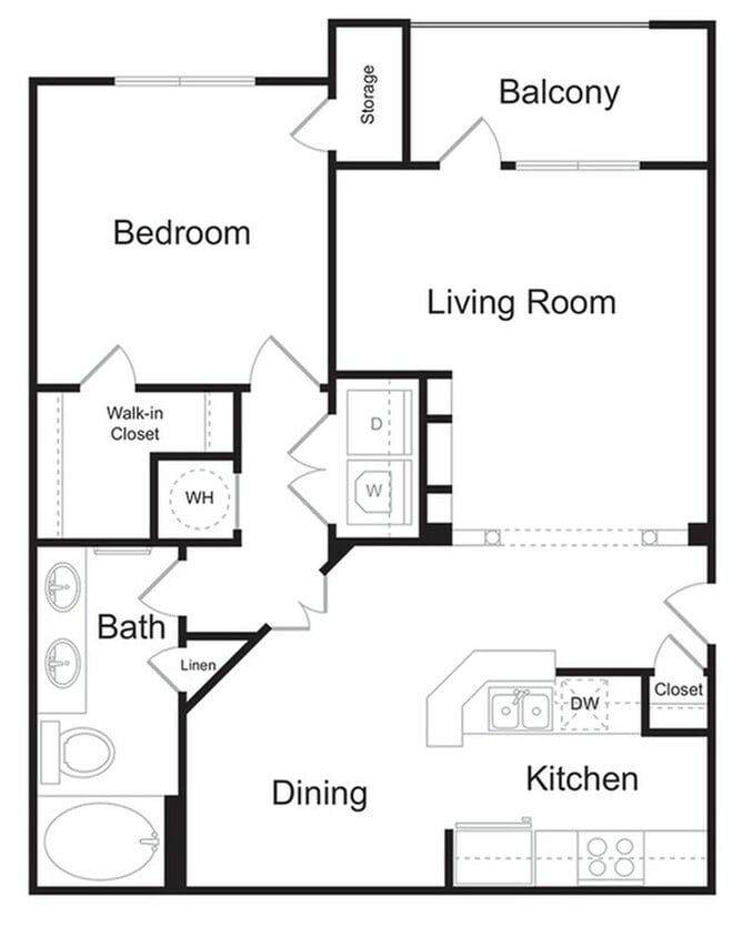 The Lindridge1 bedroom 1 bathroom 930 sq ft apartment home at The Kendrick located in Atlanta, GA 30324 - The Lindridge