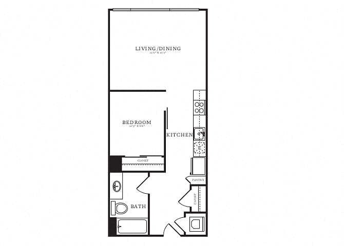 Floor Plan - Jr 1 Bed/1 Bath-B1A.1