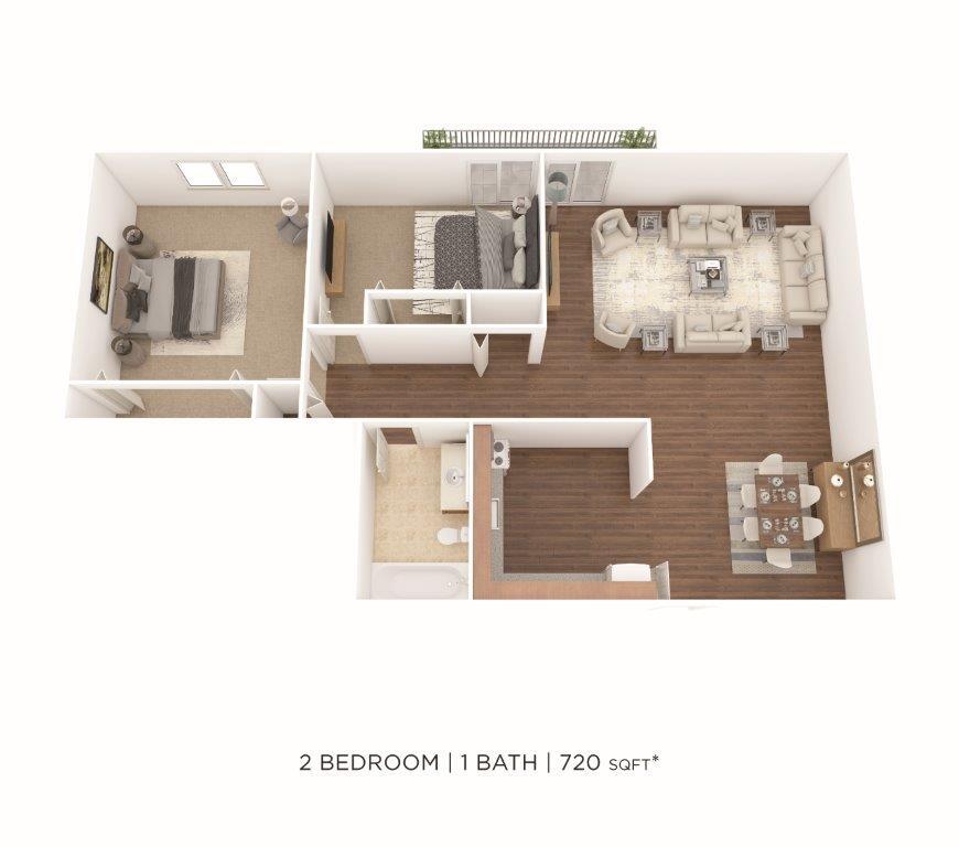 Floor Plan - Two Bedroom-720 sqft