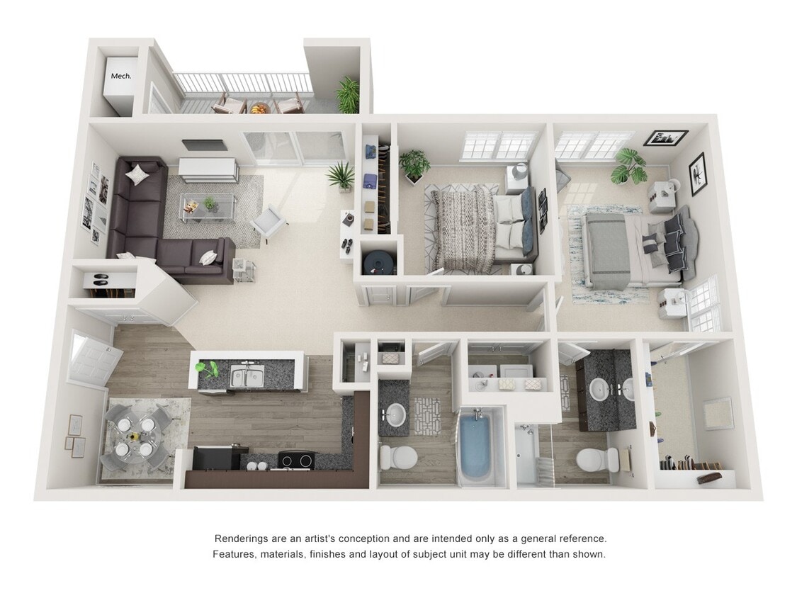 Floor Plan - Two Bedroom Two Bath Deluxe