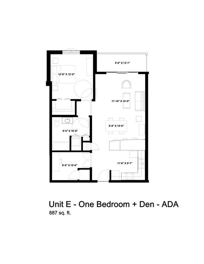 Floor Plan - Unit E with Den