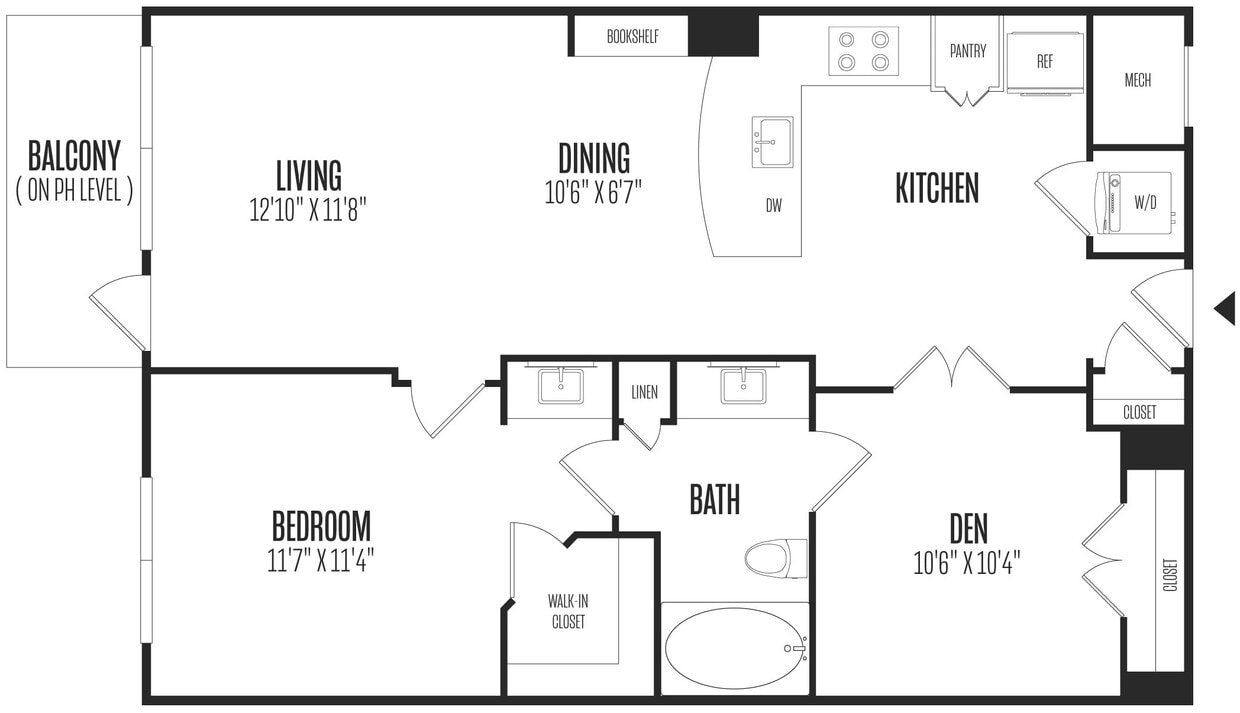 Floor Plan - 1 Bed/1 Bath Den-1BD