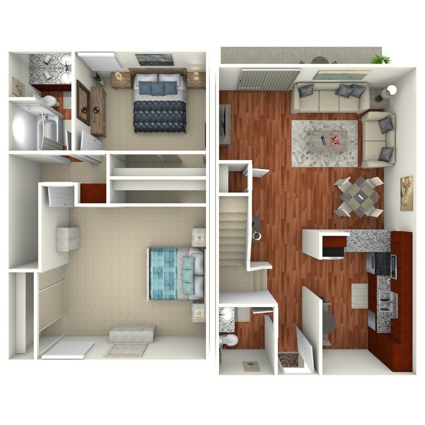 Floor Plan - 2 Bedroom Townhome Palms