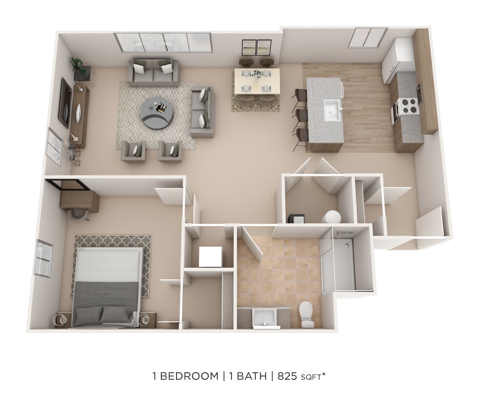 Floor Plan - One Bedroom- 825 sqft