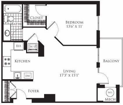 Floor Plan - 1 Bedroom- 751