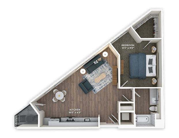 Floor Plan - A5 One Bedroom