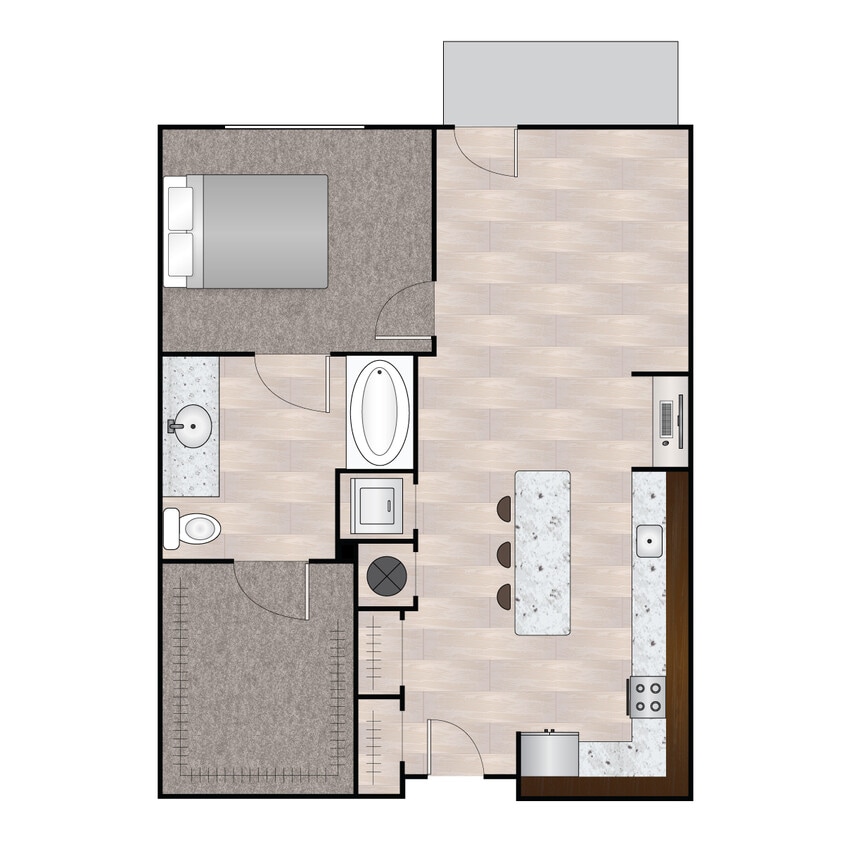 Floor Plan - A Due 713 sqft - 715 sqft