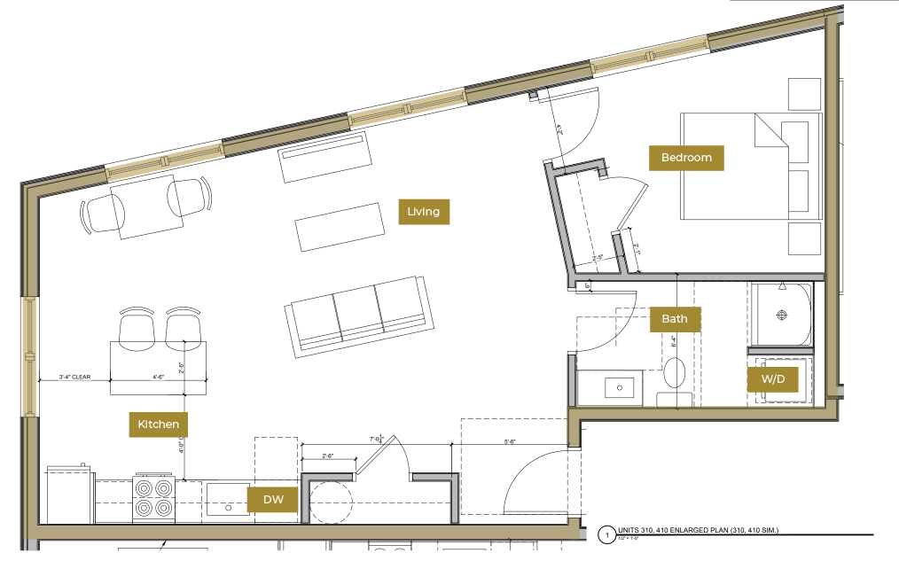 Floor Plan - 1 Bedroom Floor Plan G | Lofts North
