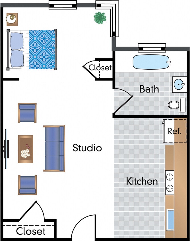 Floor Plan - Renovated Studio 06 Tier 
