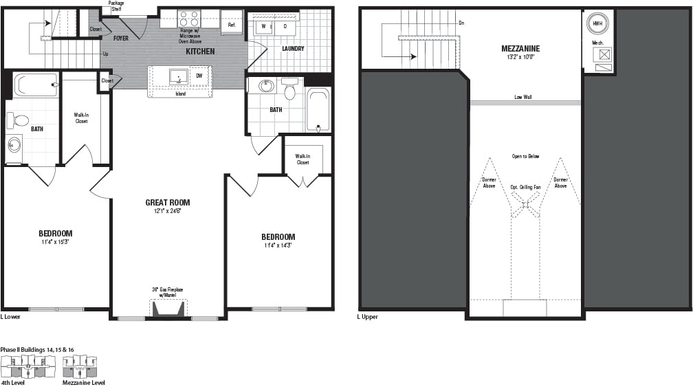 Floor Plan - 2 Bed 2 Bath Loft-L