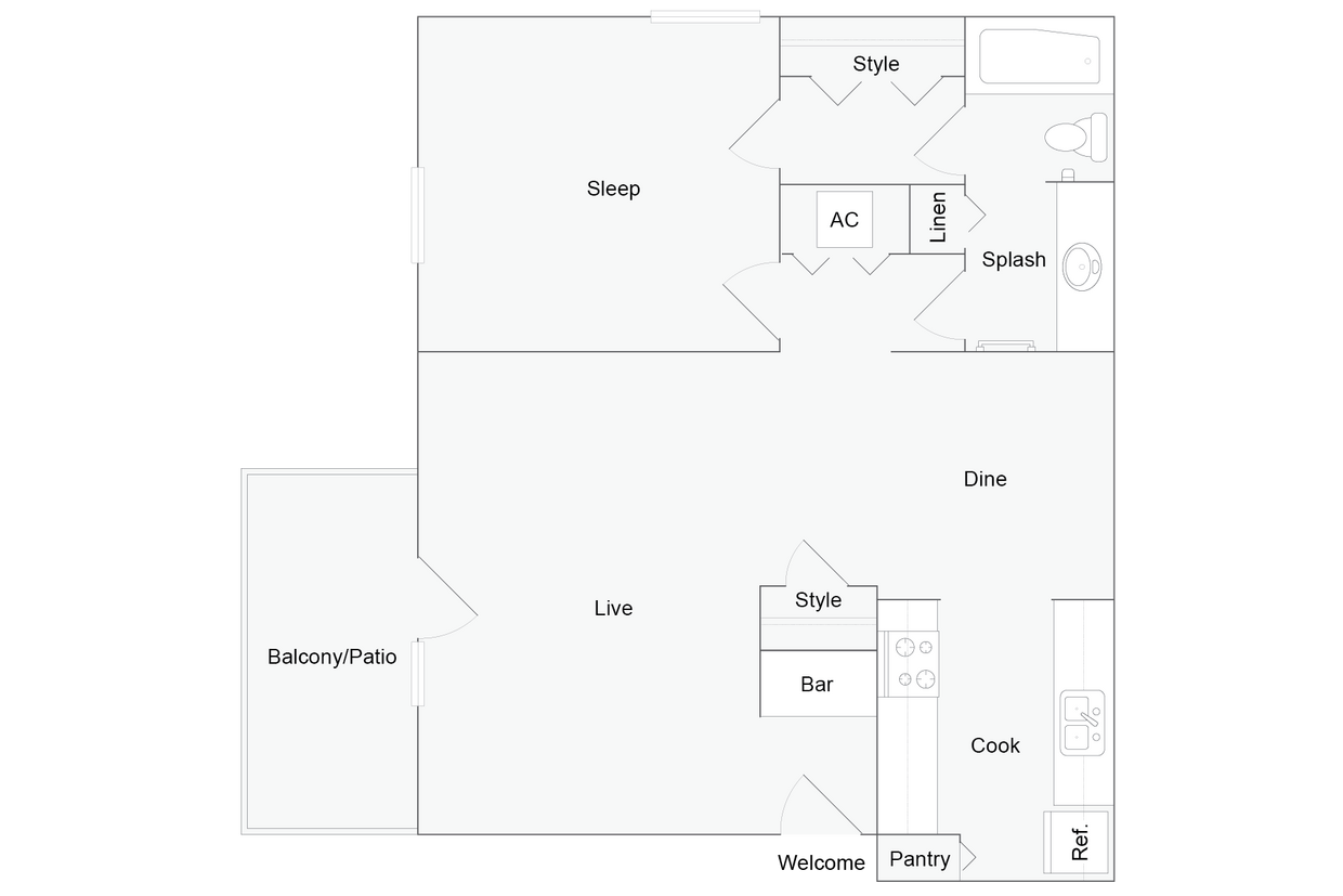 Amherst | 1-Bedroom Floorplan - Amherst