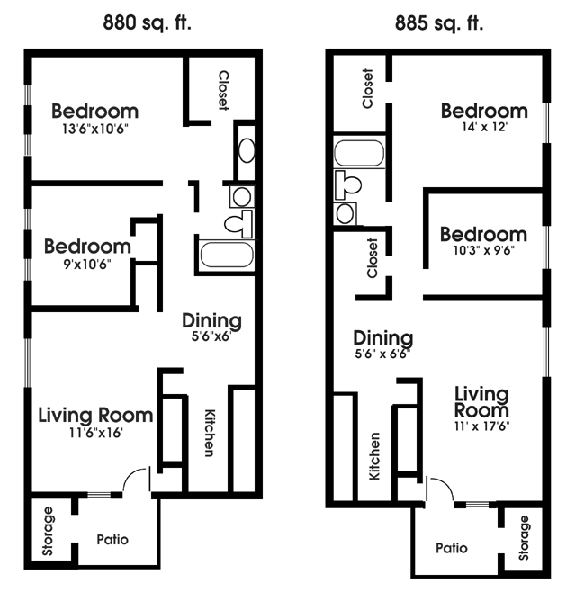 2BR/1BA - Two-Bedroom