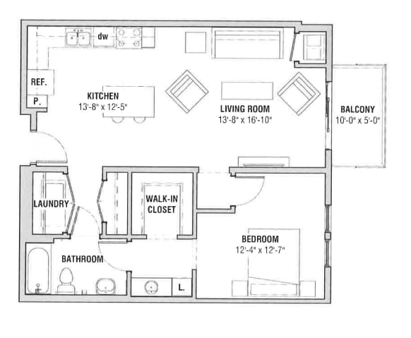Floor Plan - 1x1.25 A and B