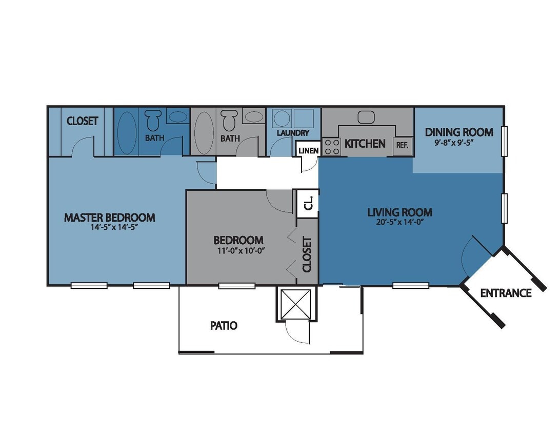 Floor Plan - The Winterthur 2BR 2BA 1st Fl