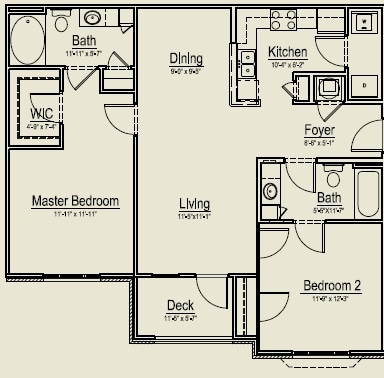 2BR/2BA 1037 sqft - Village Green Flats 1071