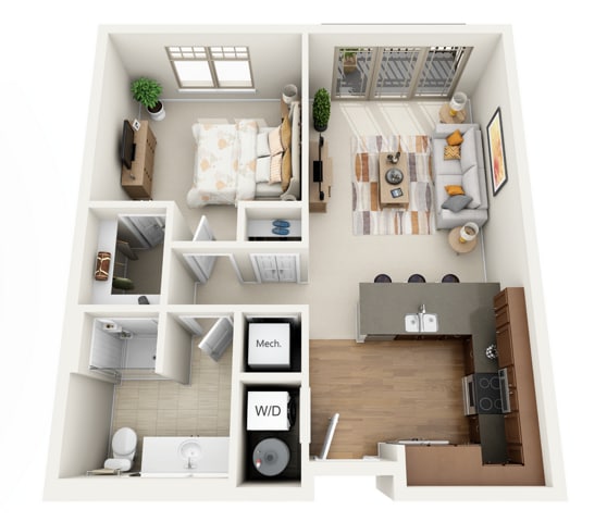 Floor Plan 1A | Wells Street Station | Apartments in Delafield, WI - 1A