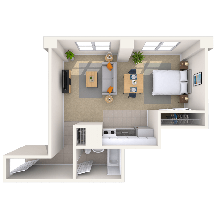 Floor Plan - Studio 0x1 490 SF