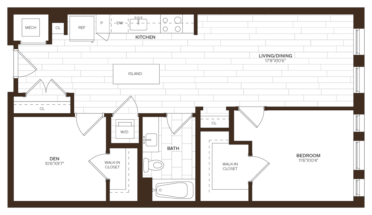 Floor Plan - 1 Bed/1 Bath Den-D6