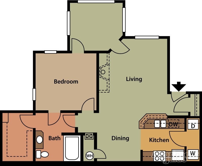 1BR/1BA - One bedroom + Sunroom