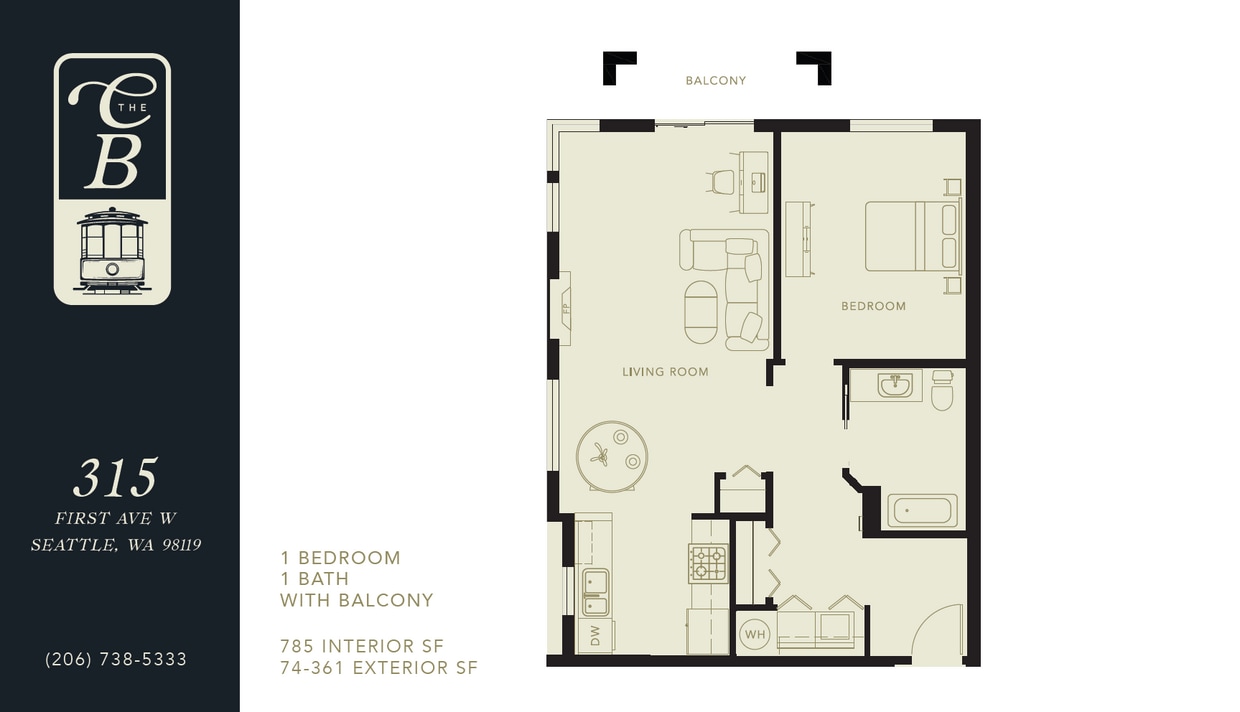 Floor Plan - 1 Bed 1 Bath
