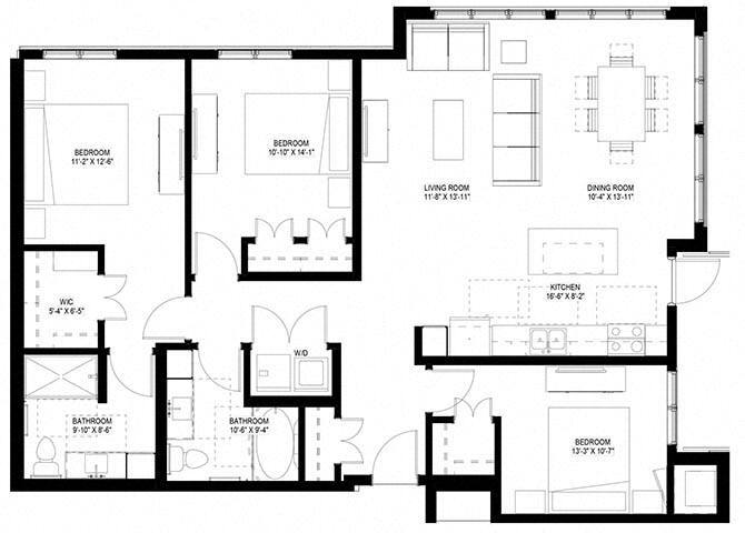 Floor Plan - Three Bedroom - A