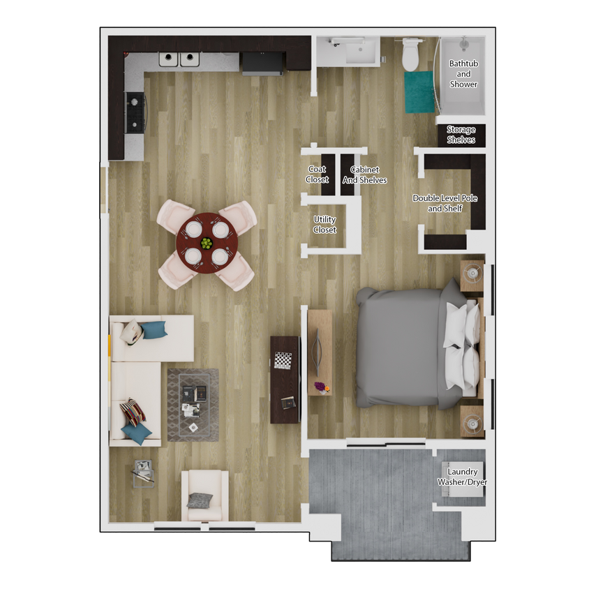 Floor Plan - 1 Bedroom 1 Bathroom