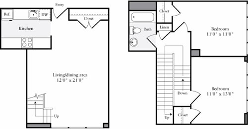Floor Plan - The Lofts 2 Bedrooms E