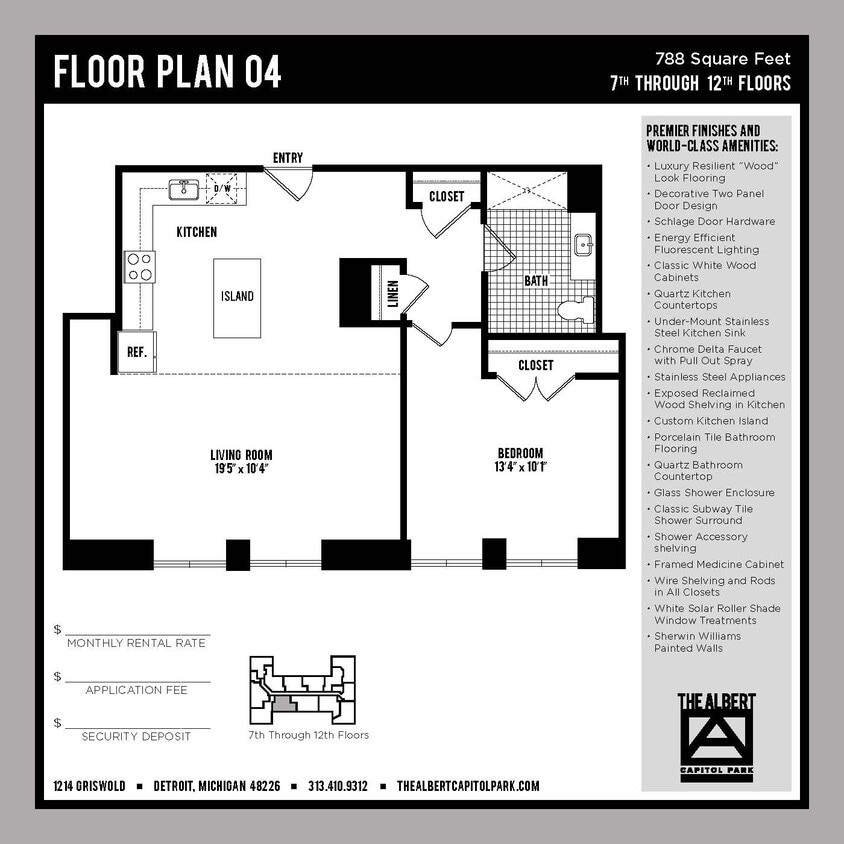 Floor Plan - 1 Bedroom Unit - A4