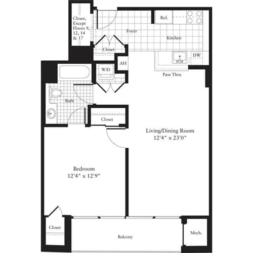 Floor Plan - 1 Bedroom E