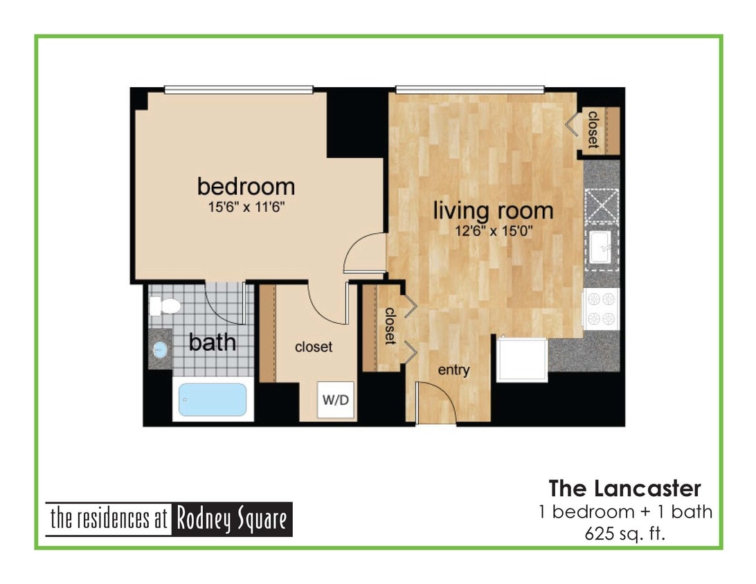 Floor Plan - Hagley One Bedroom One Ba