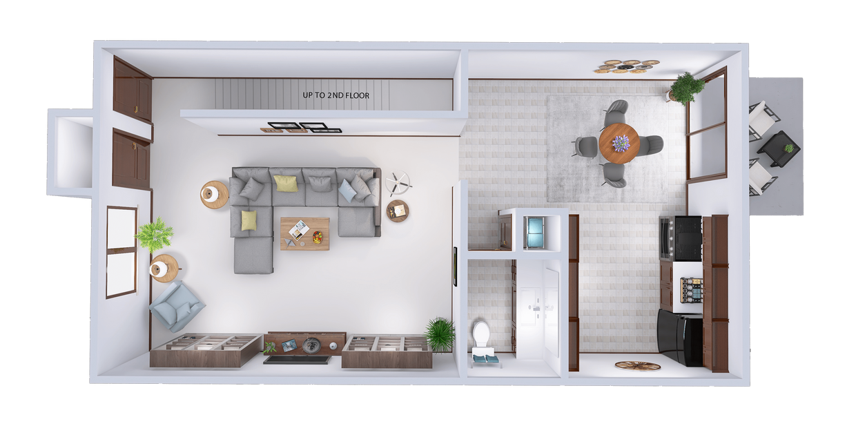 Floor Plan - 2 Bed, 1.5 Bath Townhouse