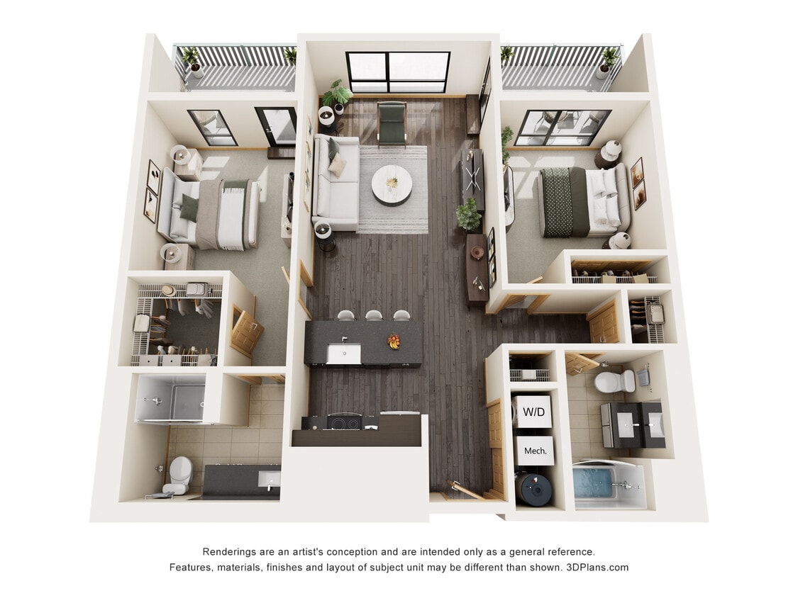 B4 - 2 Bed / 2 Bath 1264 sq ft Black Oak
