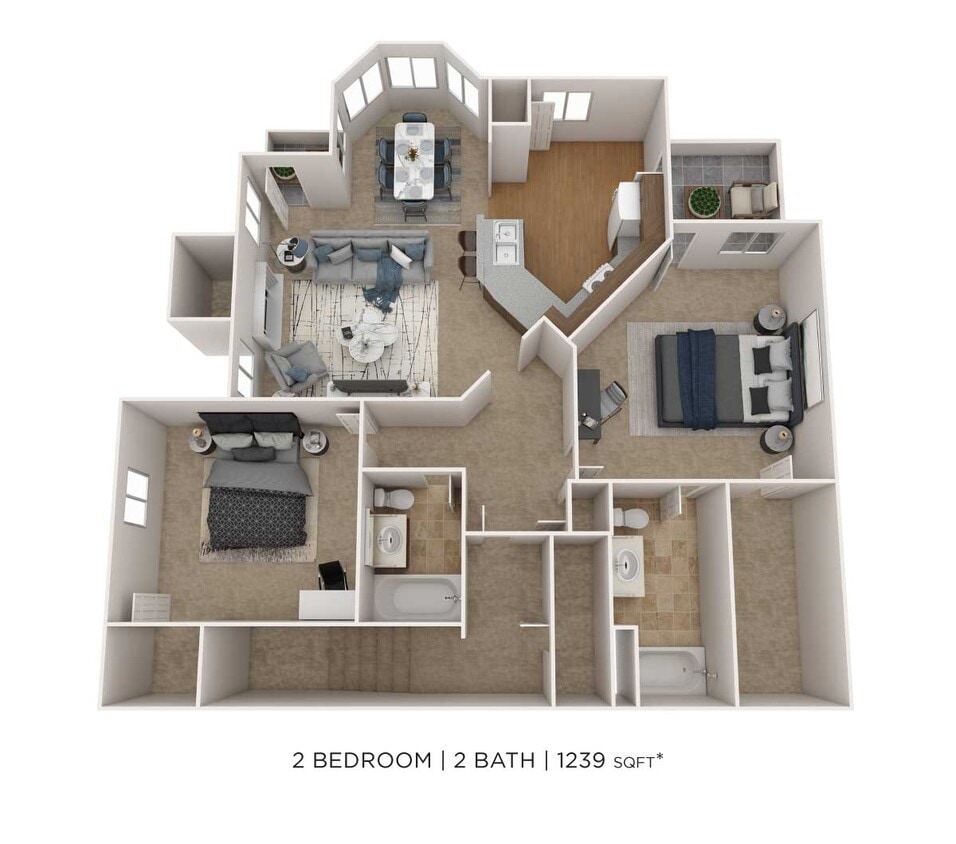 Floor Plan - Two Bedroom 2 Bath