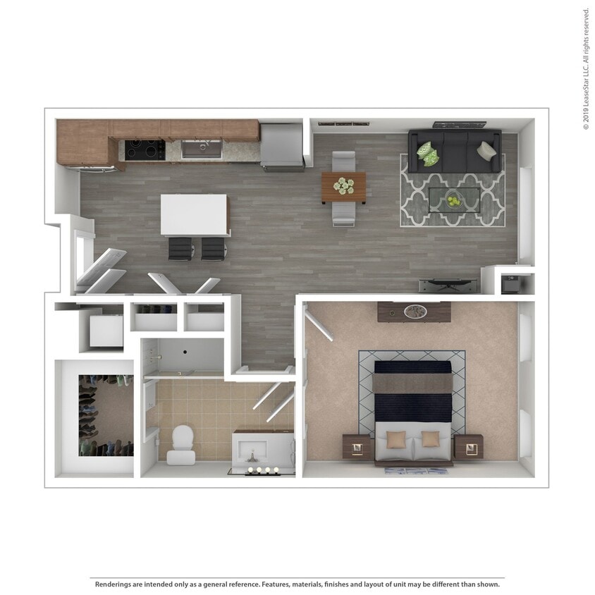 Floor Plan - A01.HC4 - 1 bed/1 bath (handicap accessible)