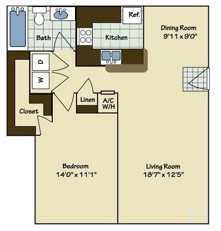 1 Bedroom | 1 Bath | 842 SF - A2