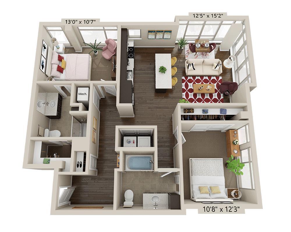 Floor Plan - Two Bedroom B2I