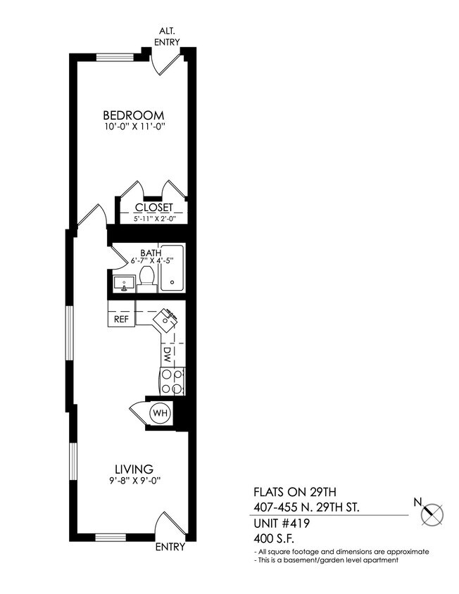 Floor Plan - 1 Bedroom, 1 Bath