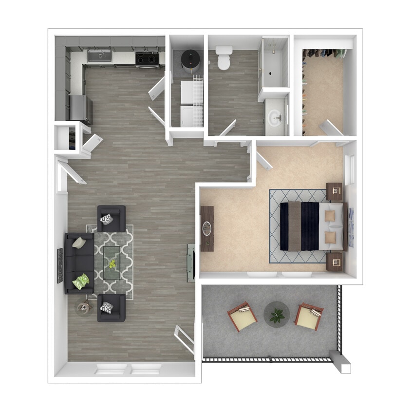 Floor Plan - 1 bedroom/1 bath, corner unit