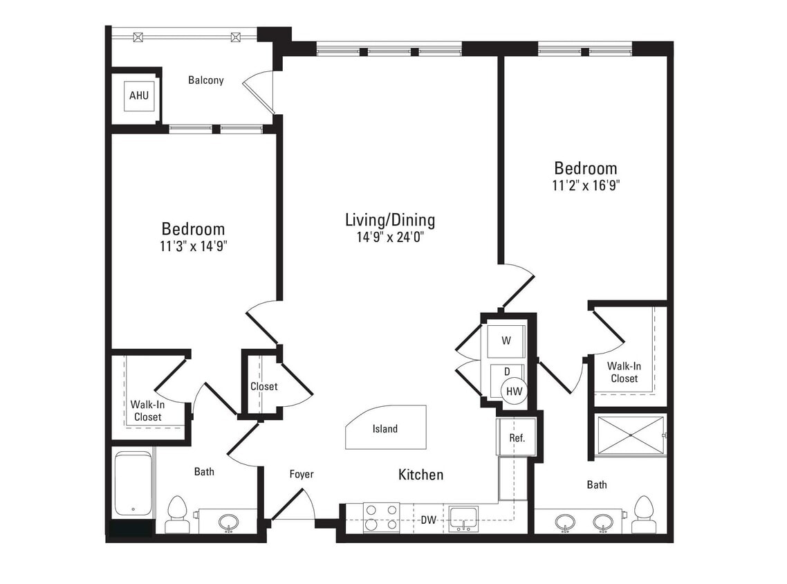 Floor Plan - 2 Bed 2 Bath B