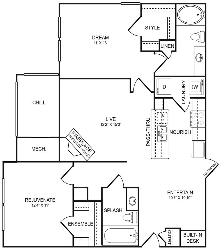 Floor Plan - 2 Bedroom, 2 Bathroom 1,020 SF 22