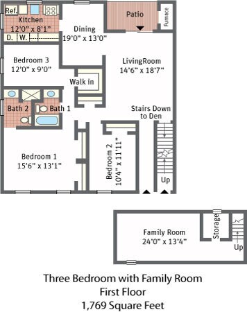 Floor Plan - Three Bedroom + Den
