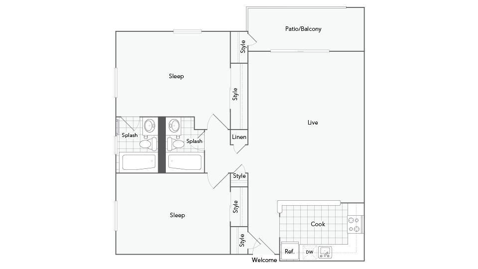 Columbia 2-Bedroom Floorplan - Columbia