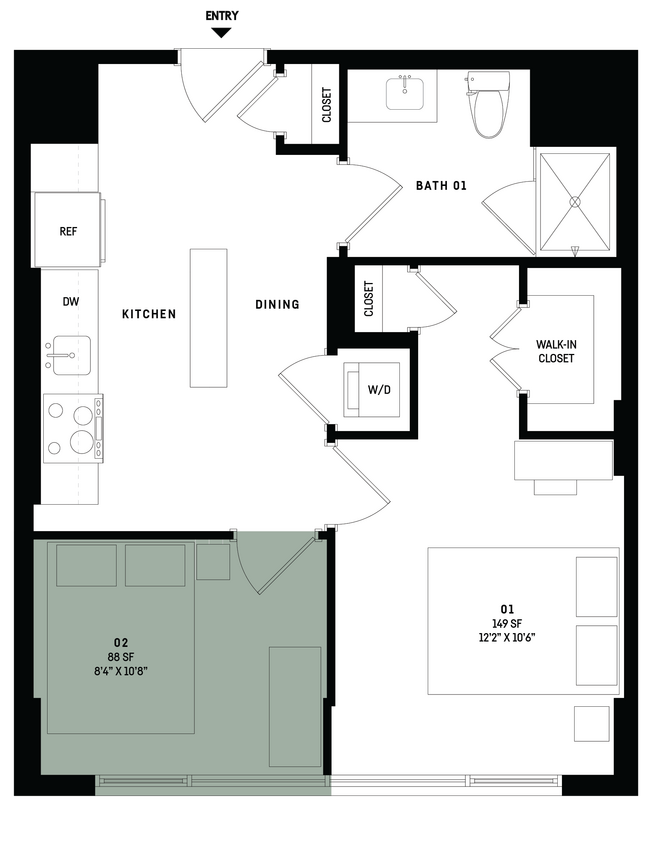 Floor Plan - Co-Living B6B-Bedroom 2
