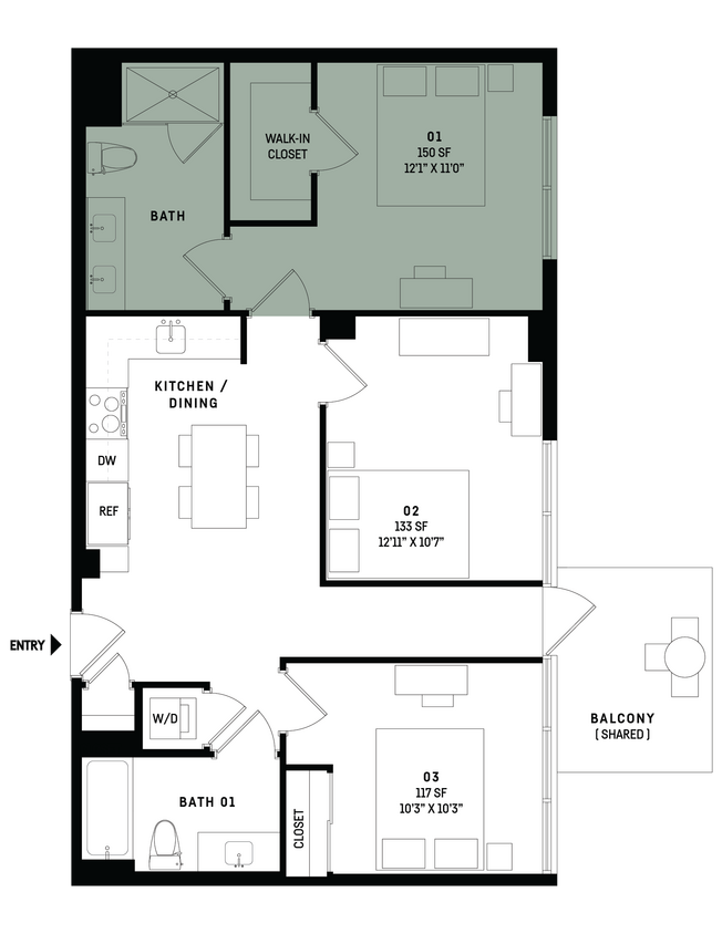 Floor Plan - Co-Living D16-Bedroom 1