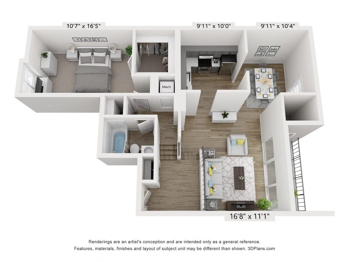Floor Plan - C - 1BR 1BA (840sf)