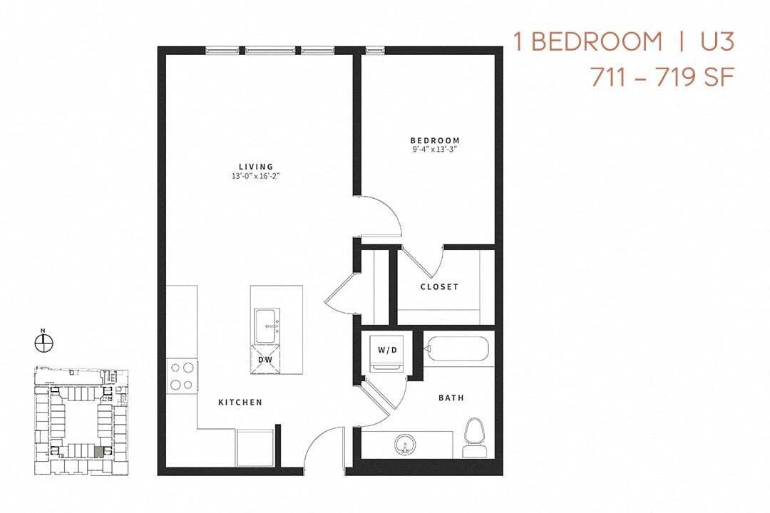 Floor Plan - Urban One Bedroom U3