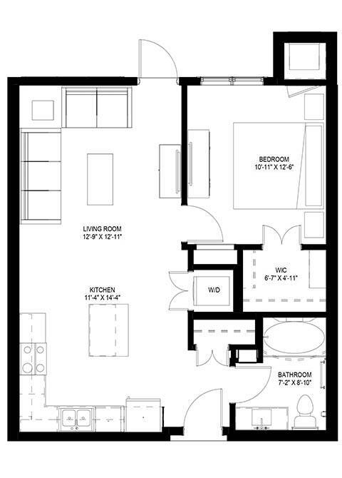 Floor Plan - One Bedroom - D